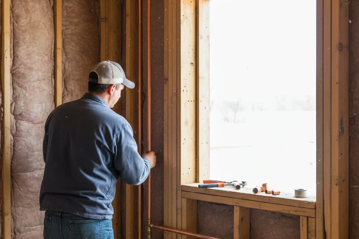 Licensed plumber running new copper supply lines in a Selah home