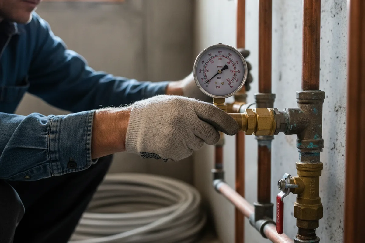 Pressure testing a repaired line during Water Line Repair in Selah